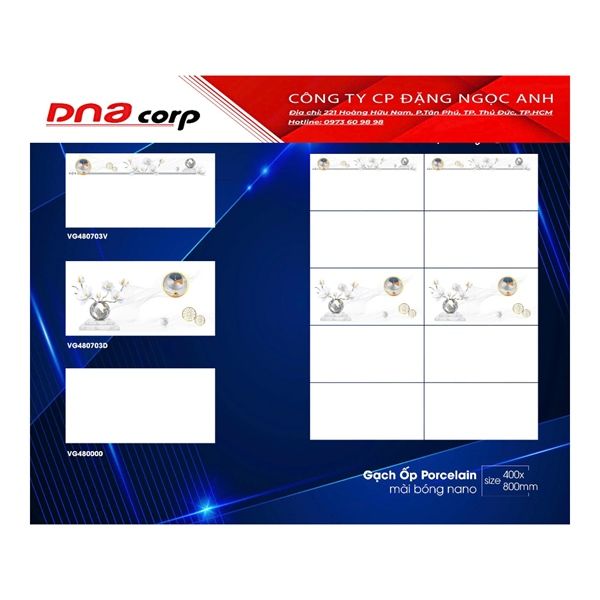  40*80 VG480703D gạch ốp tường Điểm đá bóng Vincenza (5 viên/thùng/1.6m)2) 