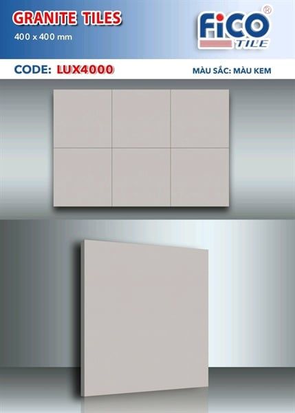  đá thạch anh 40x40 lux4000 fico loại A kem trơn 