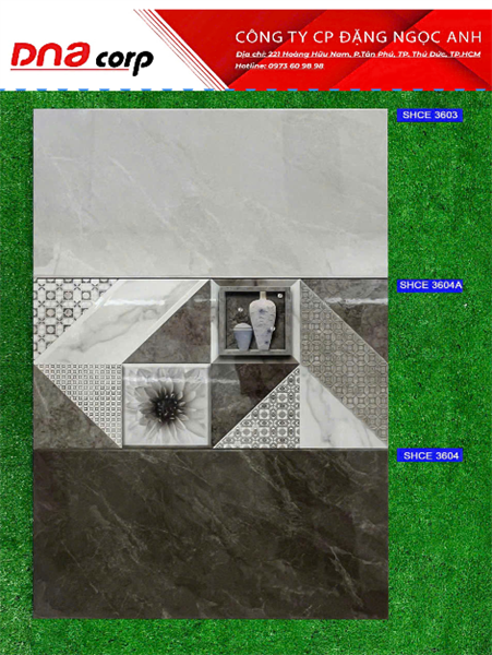  30*60 SHCE3604 Gạch ốp tường men bóng Đậm viglacera (8v/th/1,44m) 