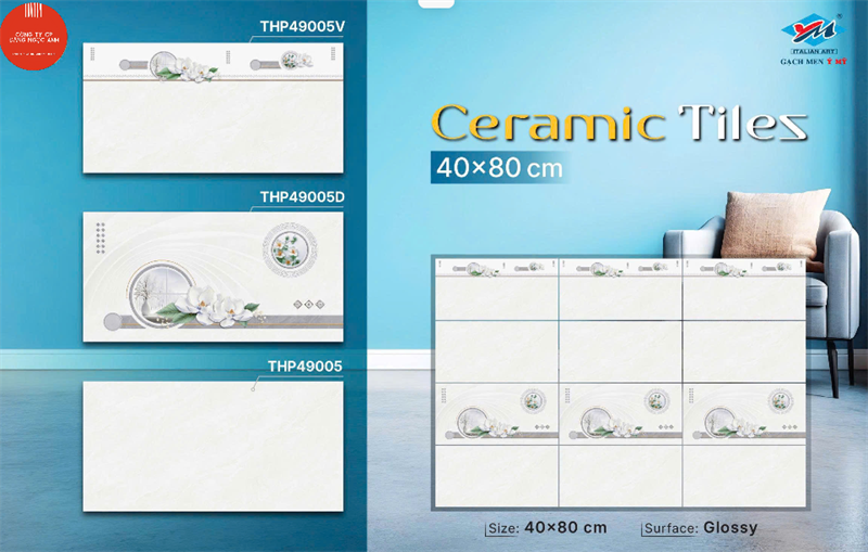  40*80 THP 49005V Gạch ốp tường men bóng viên Viền Ý Mỹ (5v/th/1.6m) 