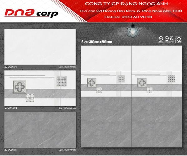  30*60 VC3675 Gạch ốp tường men bóng màu đậm (1.44m/8v/th) 