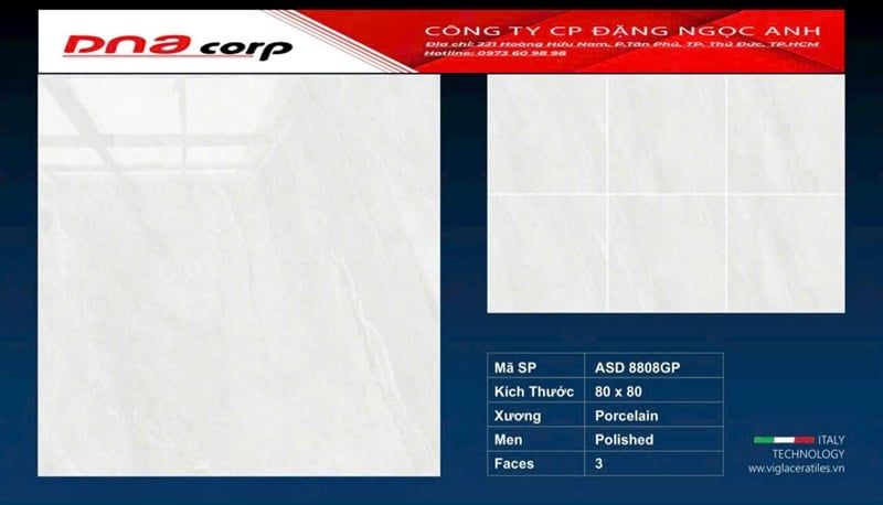 80*80 ASD 8808 GP gạch lát nền đá bóng kinh viglacera (1.92m/3v/thùng) 