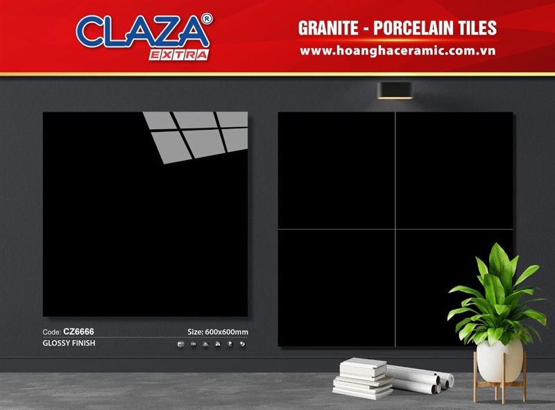  60*60 CZ6666 Gạch lát nền đá bk đen trơn (1.44m/4v/th) 