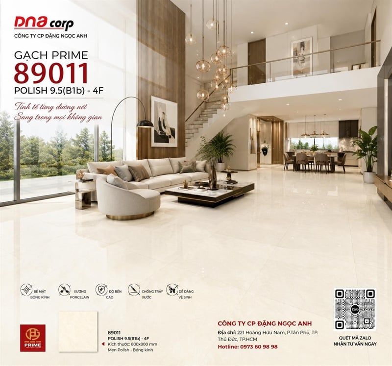  80*80 89011 Gạch lát nền đá bóng kính (1.92m/3v/th) 