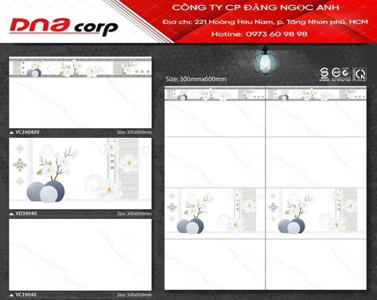  30*60 VC39040 Gạch ốp tường men viên thân (1.44m/8v/th) 