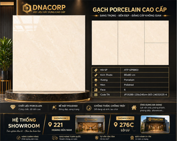  80*80 GP 8803 Gạch lát nền đá bóng kính Viglacera (3v/th/1,92m) 