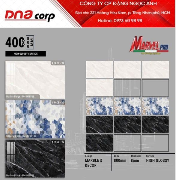  40*80 M48MB806 gạch ốp tường đá bóng kính màu Nhạt Apodio (5v/th/1,6m) 