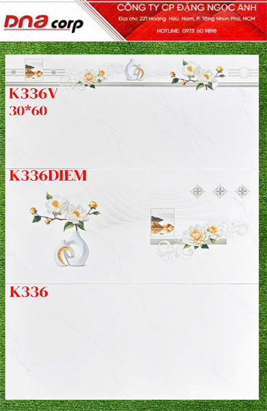  30*60 K336D Gạch ốp tường Viên điểm men bóng Nices (T=8V=1.44M) 