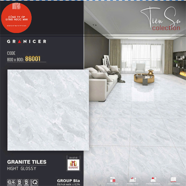  80*80 86001 Gạch lát nền đá bóng kính (3 viên/th/1.92met) 