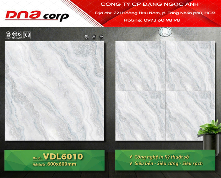  60*60 VDL6010 Gạch lát nền bóng kiếng Mikado ( T=4V=1.44M ) 