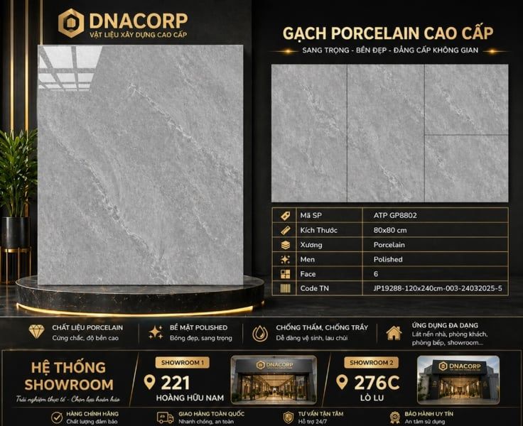  80*80 GP 8802 Gạch lát nền đá bóng kính Viglacera (3v/th/1,92m) 