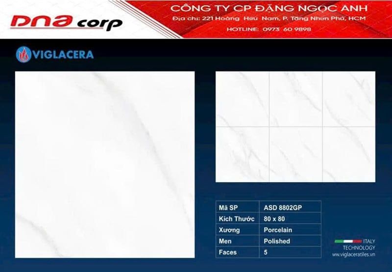  80*80 ASD 8802GP gạch lát nền đá bóng kính (3v/th/1,92m) 