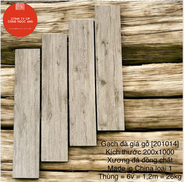  20*100 201014 Gạch giả gỗ xương đá đồng chất ( 6 viên/th/1,2met) 