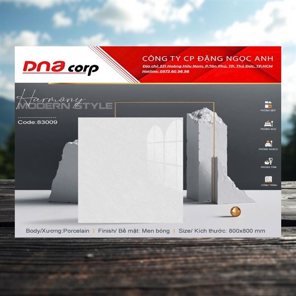  80*80 83009 Gạch đá bóng kính Mikado (3 viên/thùng/1,92m2) 