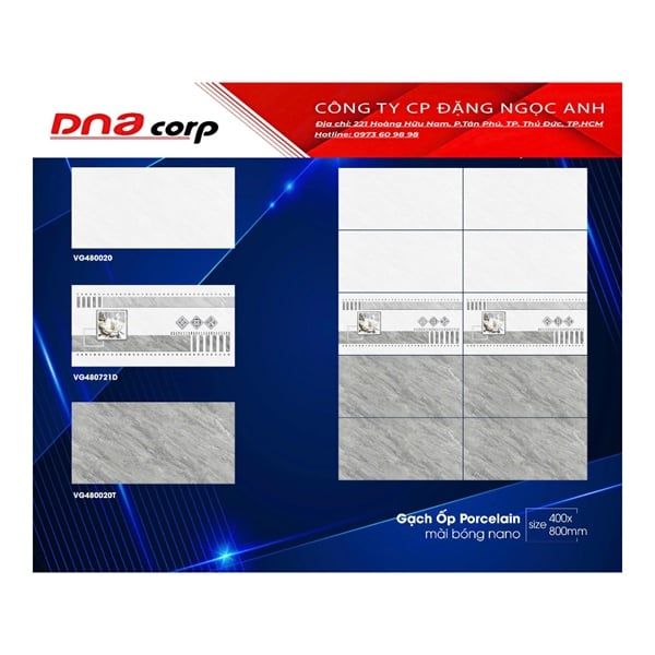  40*80 VG480721D gạch ốp tường điểm đá bóng Vincenza (5 viên/thùng/1.6m)2) 