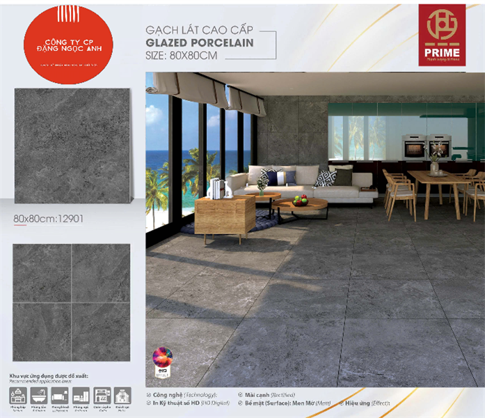  80*80 12901 Gạch lát nền đá mờ prime (3 viên/th/1.92met) 