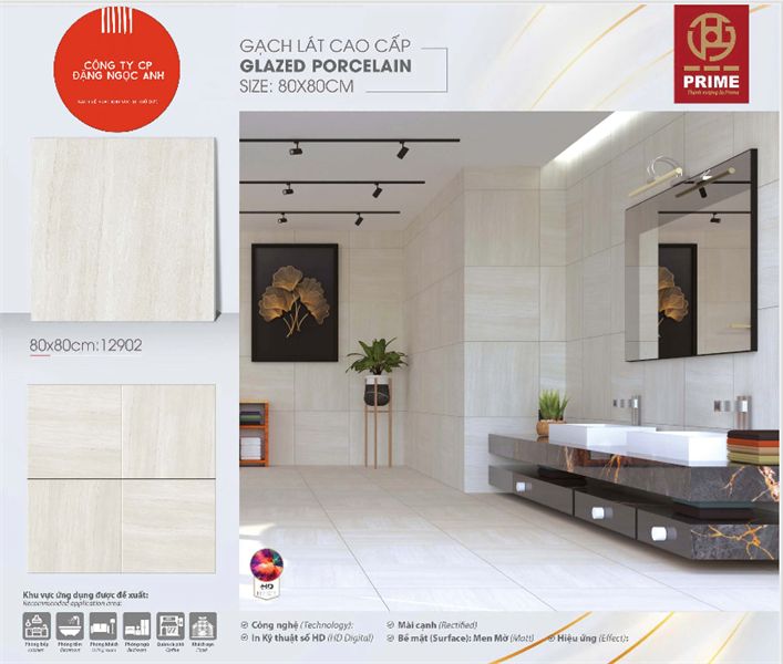  80*80 12902 Gạch lát nền đá mờ prime (3 viên/th/1.92met) 