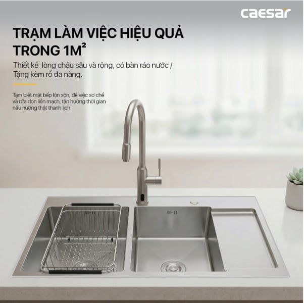 Chậu rửa chén inox 2 hộc 1 cánh KSH22H100SX KT: KT: 1000×480×220mm (giá đã giảm) 