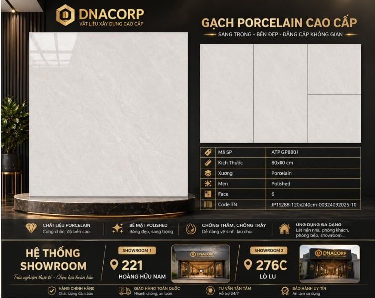  80*80 GP 8801 Gạch lát nền đá bóng kính Viglacera (3v/th/1,92m) 
