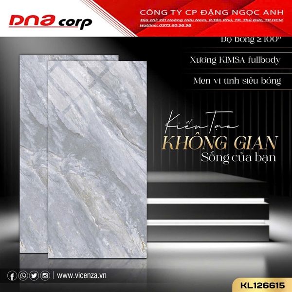  60*12 KL126615 Gạch đá bóng kính (2v/1th=1.44m) 