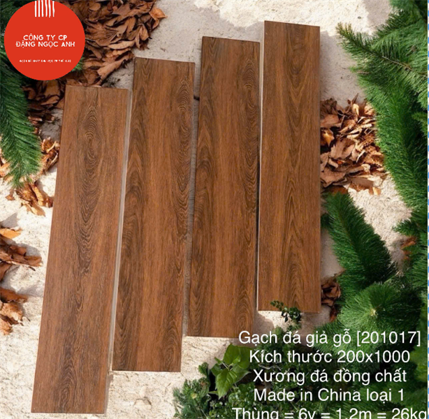  20*100 201017 Gạch giả gỗ xương đá đồng chất ( 6 viên/th/1,2met) 