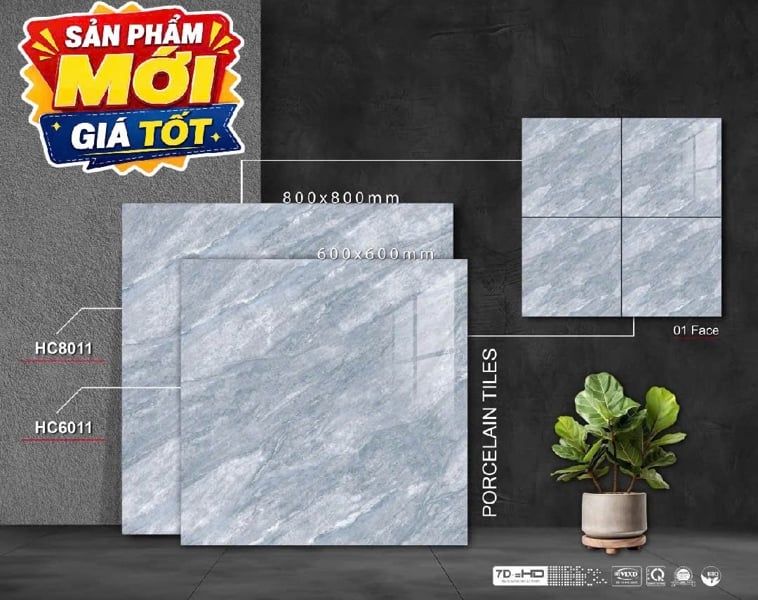 80*80 HC8011 Gạch lát nền đá bóng kính (3v/th/1.92m) 