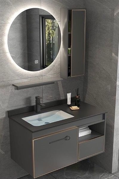  yoshi tủ lavabo gỗ gương led 713 kt 47x80cm kèm xả , vòi nl( ĐÃ GIẢM) 