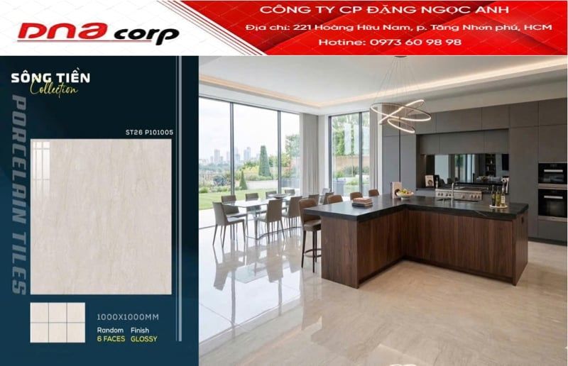  100*100 ST26 P101005 Gạch lát nền khổ lớn đá bóng kính viglacera 6faces 