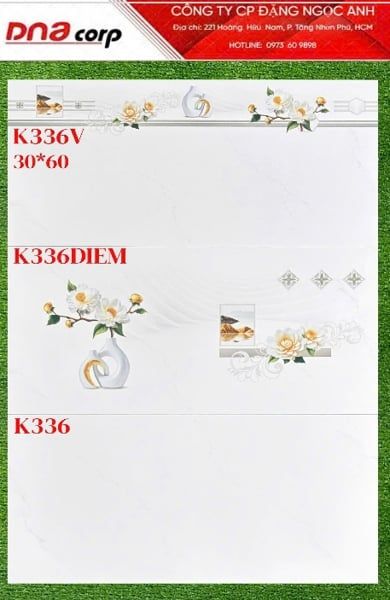  30*60 K336 Gạch ốp tường thân men bóng Nices (T=8V=1.44M) 