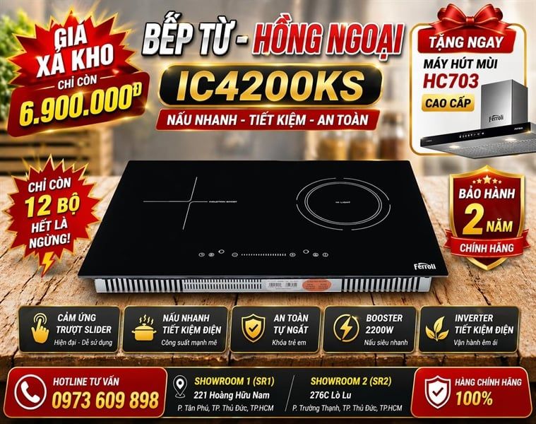  BẾP FERROLI IC4200ks(tạng hút mùi) 