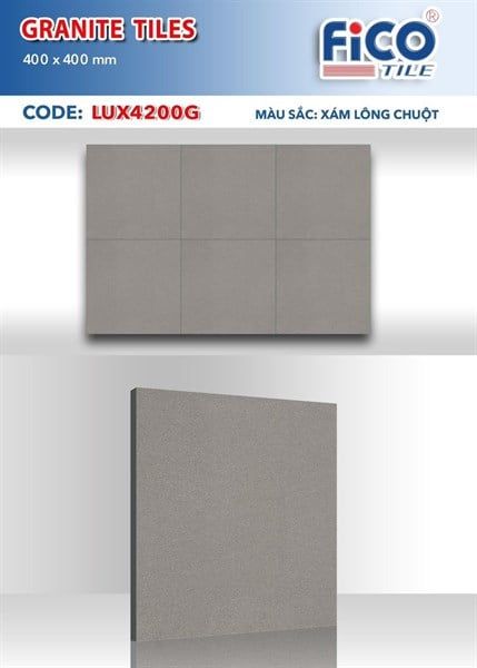  đá thạch anh LUX4200G 40x40 loại AA fico th6v xám lông chuột 