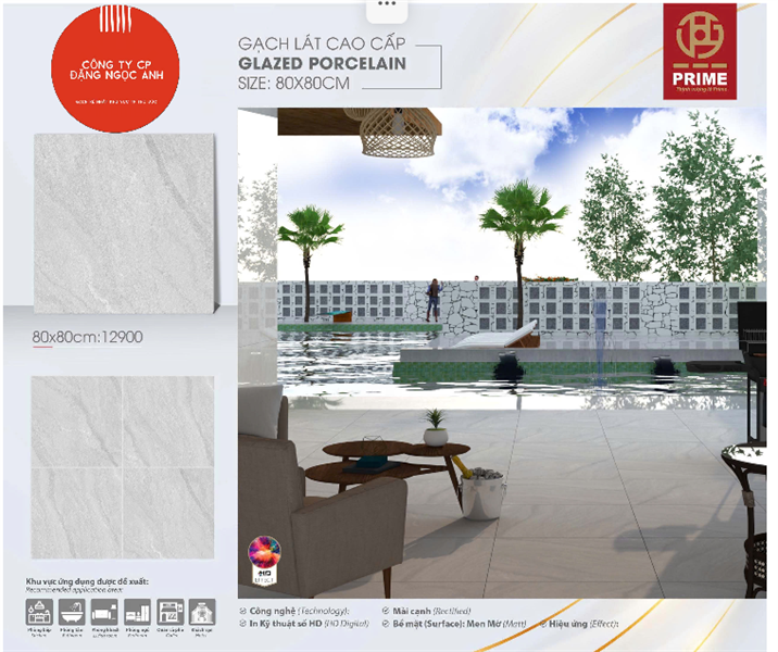  80*80 12900 Gạch lát nền đá mờ prime (3 viên/th/1.92met) 