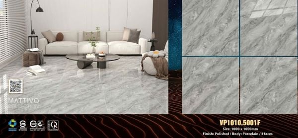  100*100 VP1010.5001F Gạch lát nền đá bóng kính khổ lớn (2v/th/2m) 