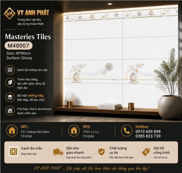  40*80 M48007D1 gạch ốp tường men bóng Viên Điểm phương nam ( 5v/th/1.6m) 