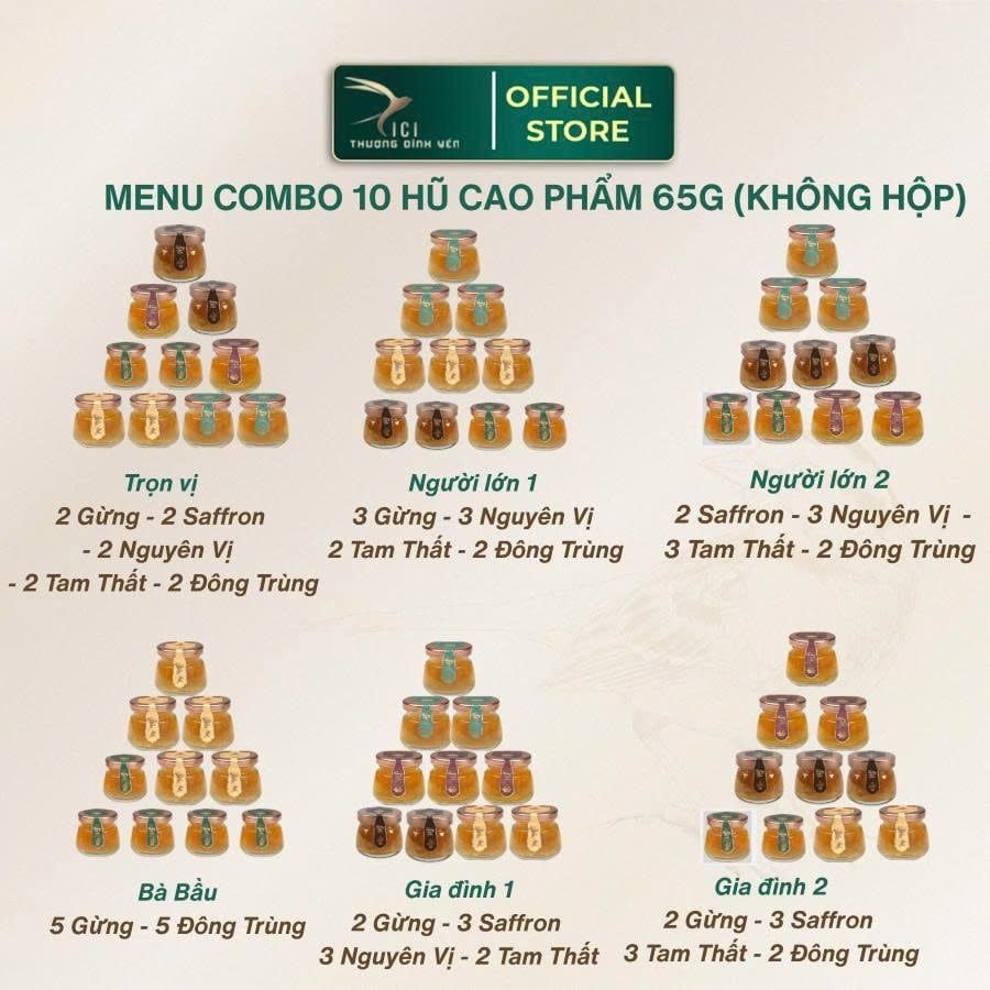  Combo 10 Hũ Yến Sào Cao Phẩm 65g 