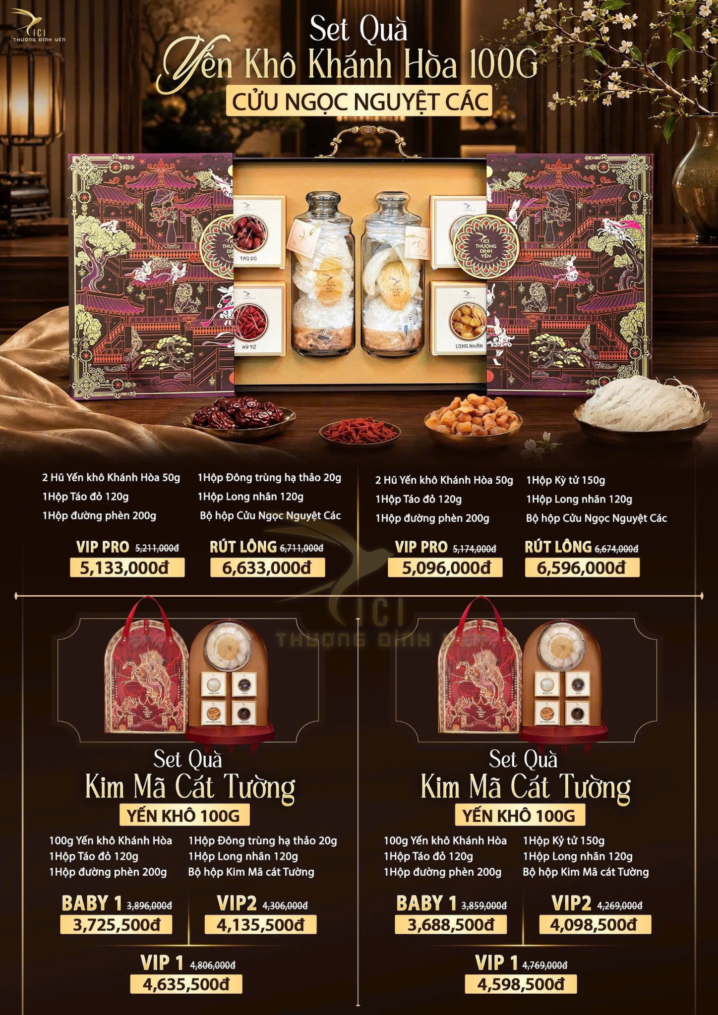  Set Yến Khô Khánh Hòa Cao Cấp Cửu Ngọc Nguyệt Các 100g 