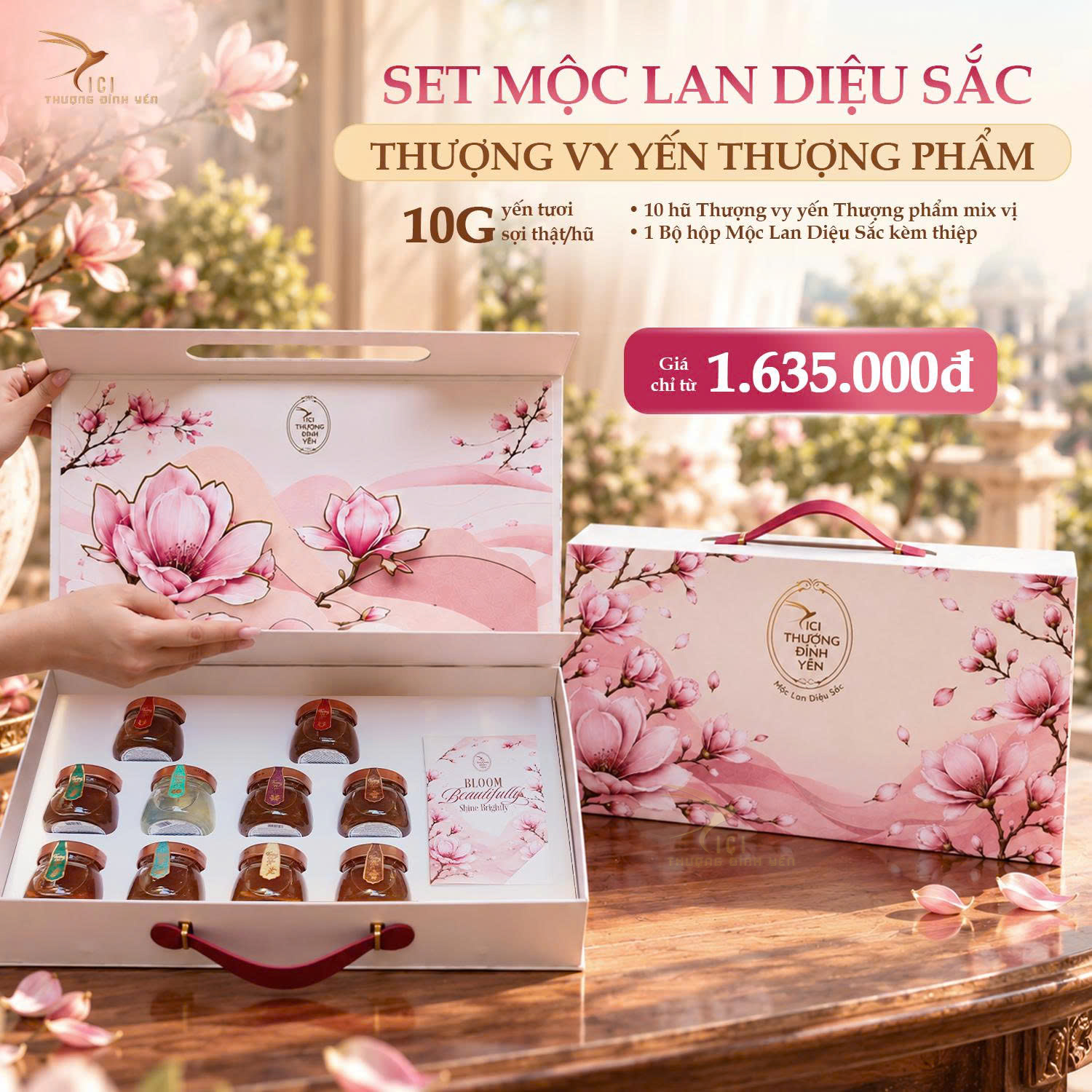  MỘC LAN DIỆU SẮC – SET QUÀ YẾN CAO CẤP 20/10 DÀNH TẶNG NGƯỜI PHỤ NỮ BẠN TRÂN QUÝ 