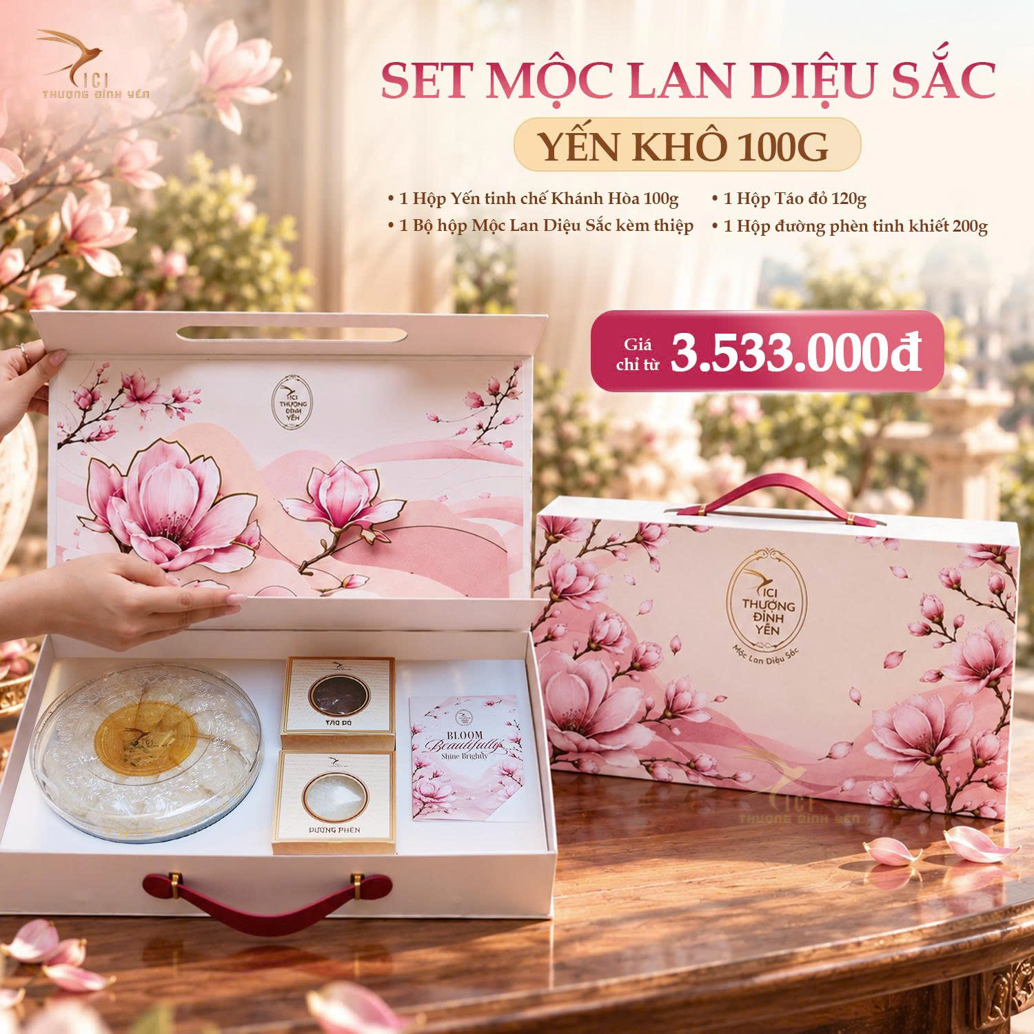  MỘC LAN DIỆU SẮC – SET QUÀ YẾN CAO CẤP 20/10 DÀNH TẶNG NGƯỜI PHỤ NỮ BẠN TRÂN QUÝ 