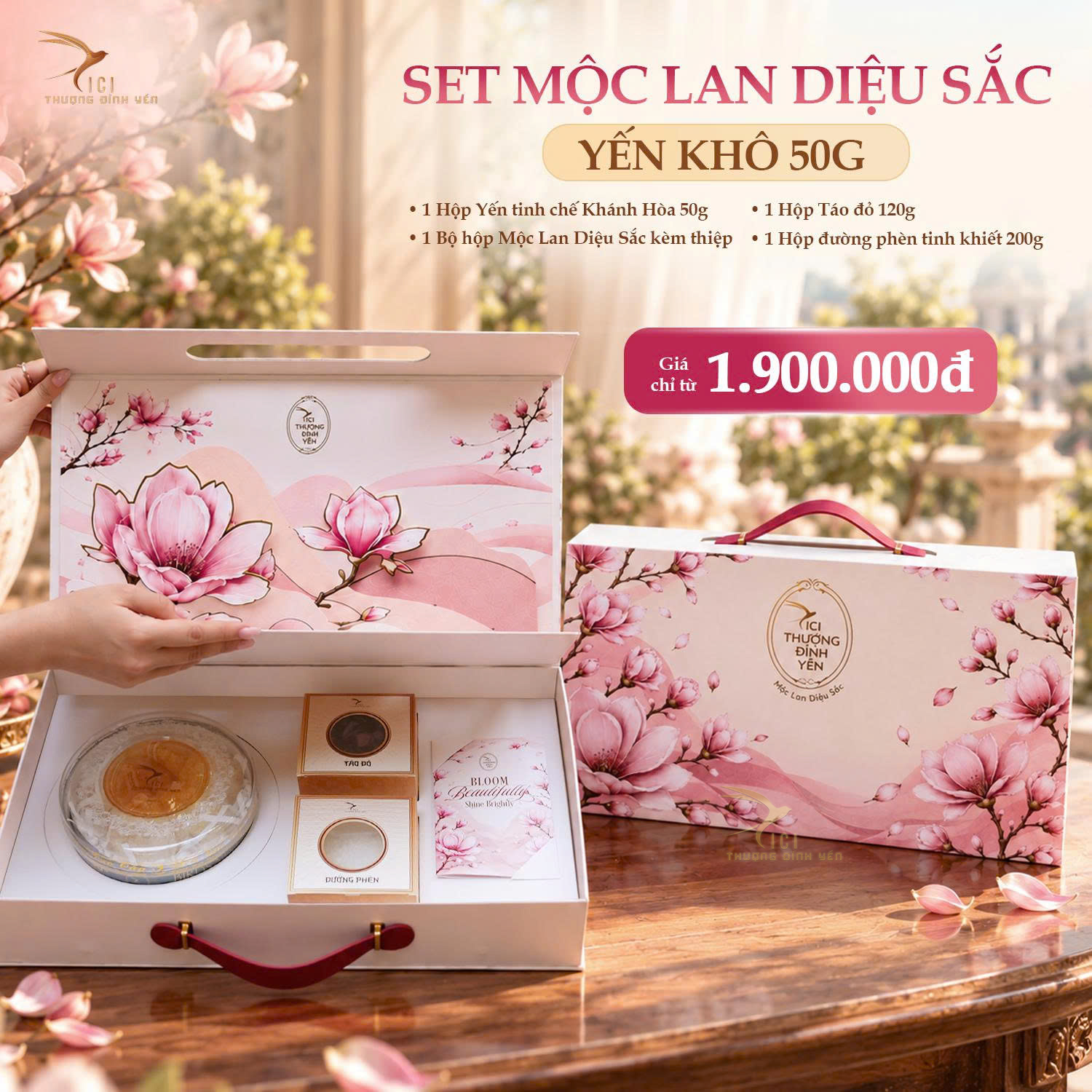  MỘC LAN DIỆU SẮC – SET QUÀ YẾN CAO CẤP 20/10 DÀNH TẶNG NGƯỜI PHỤ NỮ BẠN TRÂN QUÝ 