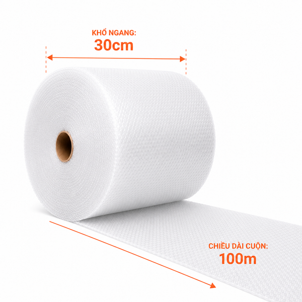  Xốp hơi 30cm x 100m - Cuộn chống sốc gói hàng 
