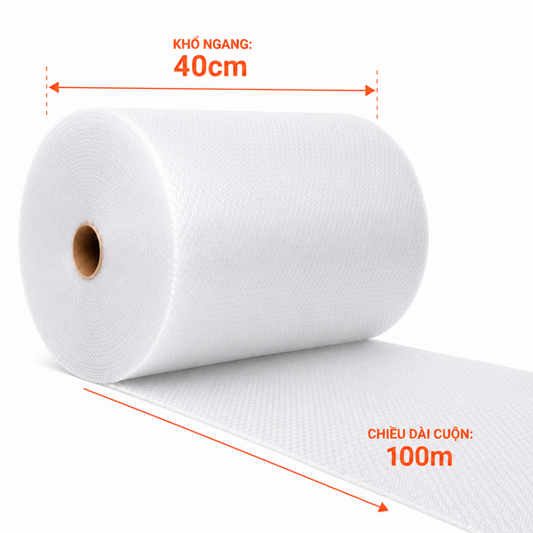  Xốp hơi 40cm x 100m - Cuộn chống sốc gói hàng 