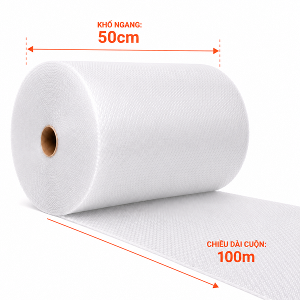  Xốp hơi 50cm x 100m - Cuộn chống sốc gói hàng 
