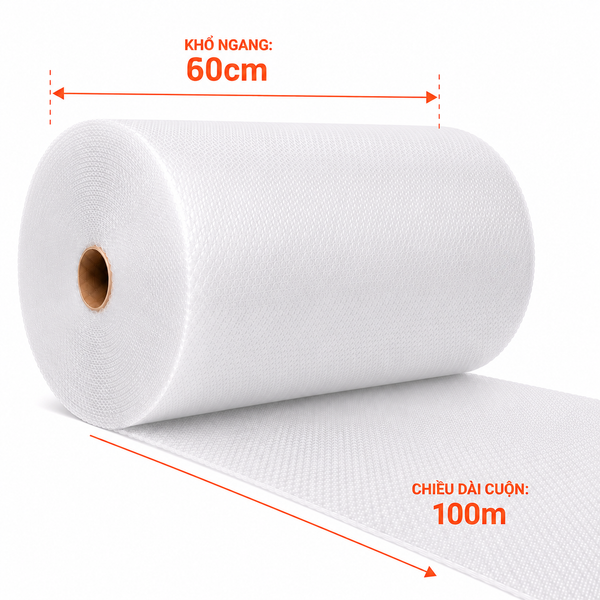  Xốp hơi 60cm x 100m - Cuộn chống sốc gói hàng 