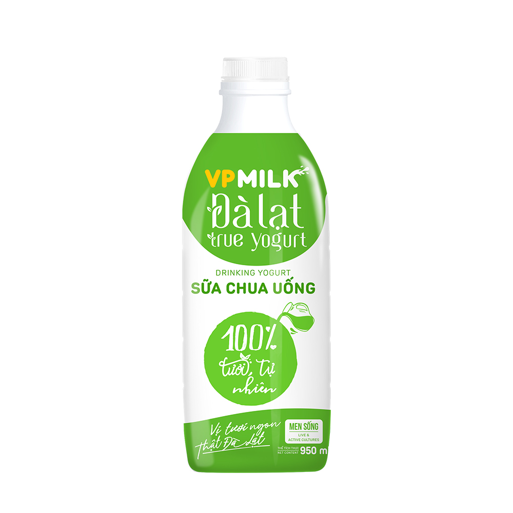 Sữa chua uống VPMilk Đà Lạt True Yogurt dinh dưỡng cao 200ml/450ml/950ml - CHỈ GIAO HÀNG TẠI HCM và NỘI THÀNH HÀ NỘI