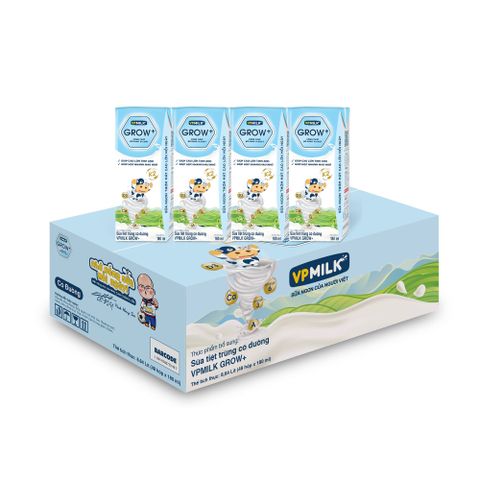Thùng 48 hộp sữa Tiệt Trùng VPMilk Grow+ Có Đường (110ml/180ml)