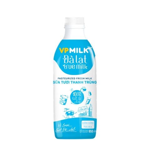 Sữa Tươi Thanh Trùng Đà Lạt True Milk không đường Chai -CHỈ GIAO HÀNG TẠI HCM và NỘI THÀNH HÀ NỘI