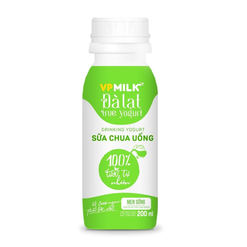 Sữa chua uống VPMilk Đà Lạt True Yogurt dinh dưỡng cao 200ml/450ml/950ml - CHỈ GIAO HÀNG TẠI HCM và NỘI THÀNH HÀ NỘI