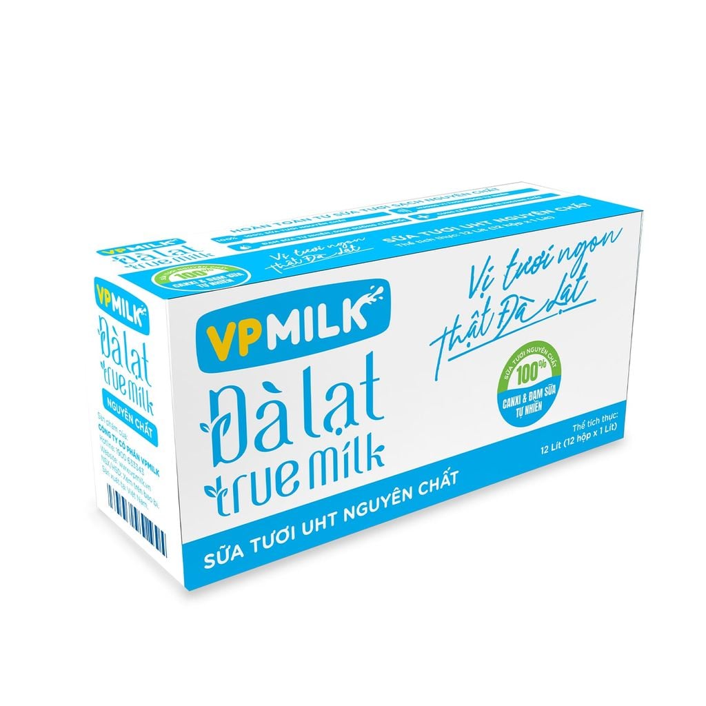 Sữa Tươi UHT Nguyên Chất VPMILK Đà Lạt True Milk 1 LÍT