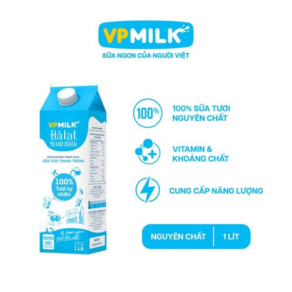 Sữa Tươi Thanh Trùng Đà Lạt True Milk không đường (Hộp Giấy) -CHỈ GIAO HÀNG TẠI HCM và NỘI THÀNH HÀ NỘI