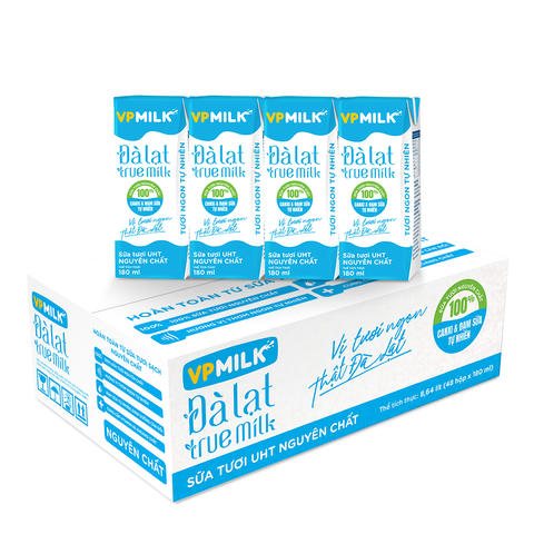 Sữa Tươi UHT Nguyên Chất VPMilk Đà Lạt True Milk 180ml